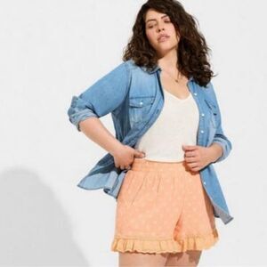 Torrid Peach Ruffle Hem Shorts